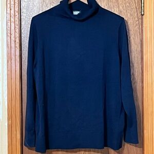 2X Lands' End Fine Gauge Cotton Turtleneck Sweater